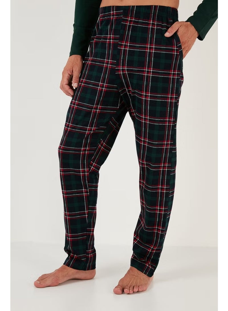 Buratti Plaid Pocket Elastic Waist 100% Cotton Regular Fit Pajama Set Men's Pajama Set 6572001 - Image 4